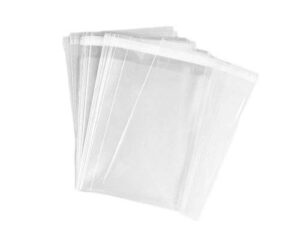 100pcs 4.5″ x 5.5″ clear cello/cellophane self-adhesive sealing treat bags gift packing supplies for bakery candle cookie