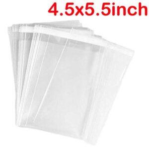 100Pcs 4.5" x 5.5" Clear Cello/cellophane Self-adhesive Sealing Treat Bags Gift Packing Supplies For Bakery Candle Cookie