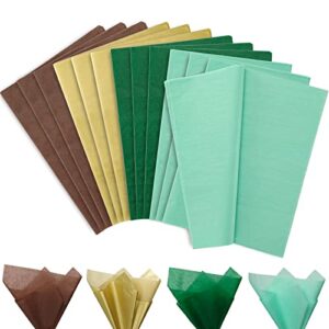 whaline 100 sheet assorted tissue paper folded flat green gold brown gift wrapping paper art paper for st patrick’s day diy gift wrapping birthday easter baby shower wedding craft making, 14 x 20 in