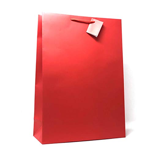 allgala 12PK Value Premium Solid Color Paper Gift Bags (17" XL-Red-GP50053)