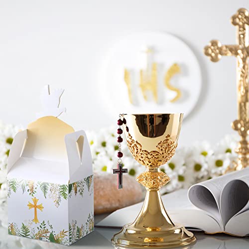 48 Pieces Religious Party Goodie Gable Boxes First Communion Gifts Treat Boxes God Bless Candy Boxes Religious Favor Boxes for Christening Gifts for Girls and Boys Baptism, First Communion, Easter