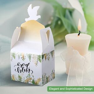 48 Pieces Religious Party Goodie Gable Boxes First Communion Gifts Treat Boxes God Bless Candy Boxes Religious Favor Boxes for Christening Gifts for Girls and Boys Baptism, First Communion, Easter