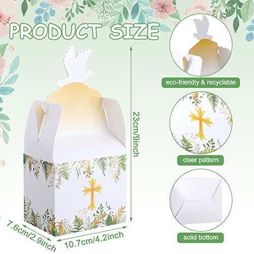 48 Pieces Religious Party Goodie Gable Boxes First Communion Gifts Treat Boxes God Bless Candy Boxes Religious Favor Boxes for Christening Gifts for Girls and Boys Baptism, First Communion, Easter