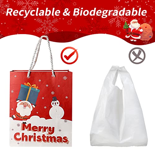 Kidtion Christmas Gift Bags 30 PCS, Durable Christmas Bags with Tissue Paper, 6 Styles Gift Bags Bulk with Handles, Reusable Small Gift Bags Xmas Paper Bags, Party Favors Holiday Gift Bags