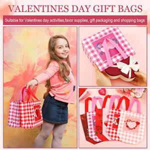 48 Pcs Valentines Day Gift Bags Valentines Day Reusable Treat Bags with Handles Valentines Day Goody Bags Valentines Non Woven Bags Waterproof Tote Bags for Gifts Wrapping Party Favor Supplies