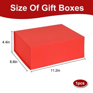 BEISHIDA Large Gift Box Gift Boxes with Lids for Presents Present Box Birthday Gift Boxes with Magnetic Closure Lid for Christmas, Wedding Gifts Valentine's, (Red, 11.2x8.8x4.4")