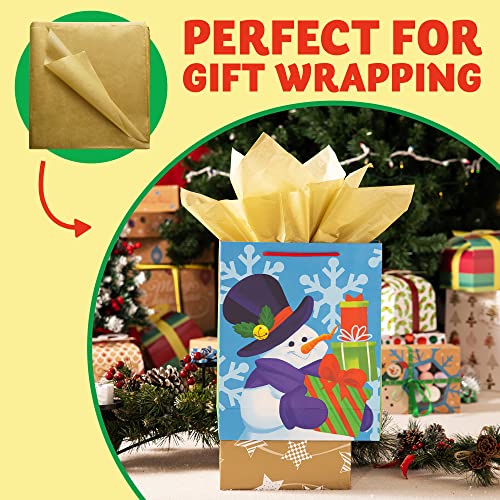 JOYIN 120 Piece Christmas Metallic Gold Tissue Paper Assortment (20" x 20" inches) Holiday Gold Gift Wrapping for Party Favors Goody Bags, Xmas Presents Wrapping Stocking Stuffers