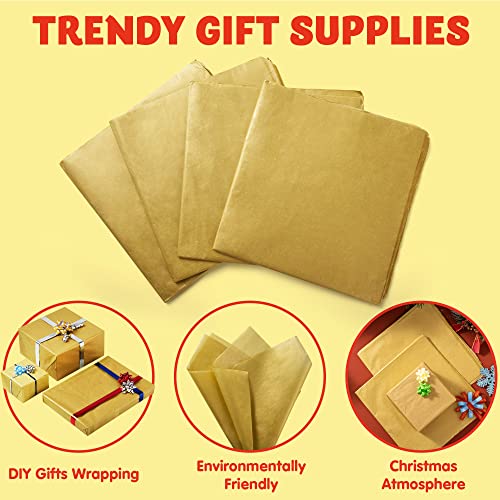 JOYIN 120 Piece Christmas Metallic Gold Tissue Paper Assortment (20" x 20" inches) Holiday Gold Gift Wrapping for Party Favors Goody Bags, Xmas Presents Wrapping Stocking Stuffers