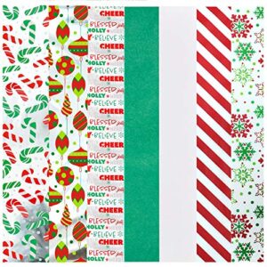 joyin 150 pieces christmas wrapping tissue paper w/ hologram & prints for gift decoration, gift wrapping boxes and bags, holiday gift extra-special, christmas trees, wine bottles, art & craft and more