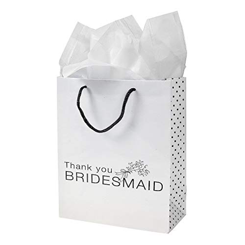 Fun Express Lot of 12 White Paper Thank You Bridesmaid Wedding Bridal Party Gift Bags