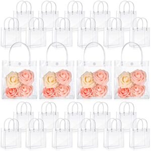 clear pvc gift bags with handles 5.9 x 6.3 x 2.8 inch transparent gift bags plastic reusable gift bag shopping wedding clear goodie bags clear candy bags totes for school birthday party (50 pcs)