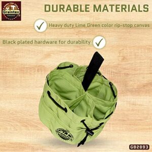 Graintex GB2893 Grab Bag Lime Green Color Rip-stop Canvas 18 Pockets Drawstring Closure