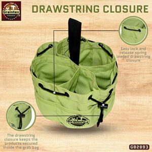 Graintex GB2893 Grab Bag Lime Green Color Rip-stop Canvas 18 Pockets Drawstring Closure