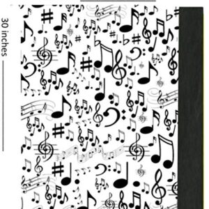 Tissue Paper Printed Designs and Matching Solid Tissue for Coordinating Gift Wrapping 24 Sheets 20" X 30" (Music Black)