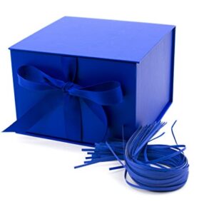 Hallmark 7" Gift Box with Lid and Paper Fill (Dark Blue) for Christmas, Hanukkah, Father's Day, Birthdays, Baby Showers and Graduations