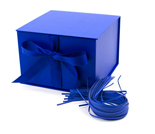 Hallmark 7" Gift Box with Lid and Paper Fill (Dark Blue) for Christmas, Hanukkah, Father's Day, Birthdays, Baby Showers and Graduations