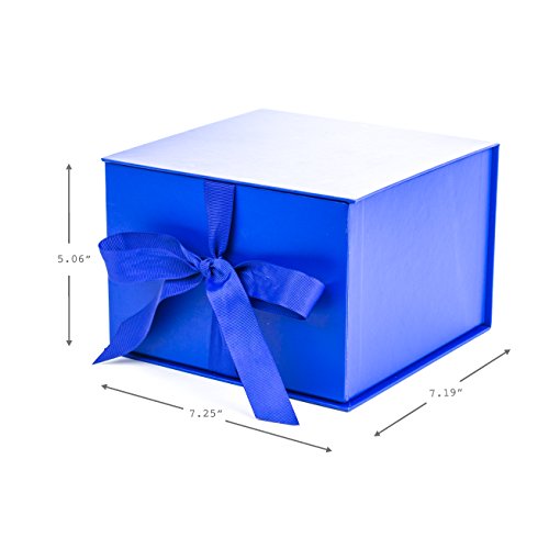 Hallmark 7" Gift Box with Lid and Paper Fill (Dark Blue) for Christmas, Hanukkah, Father's Day, Birthdays, Baby Showers and Graduations