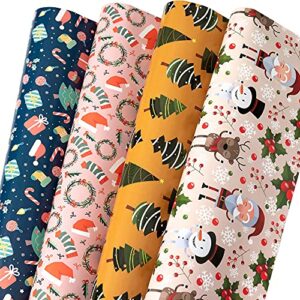 zintbial christmas wrapping paper for kids boys girls baby men women – gift wrapping paper include santa, stockings,tree, xmas wrapping paper 20 x 29 inches per sheet （12 sheets 48 sq. ft.）recyclable,easy to store,not rolled