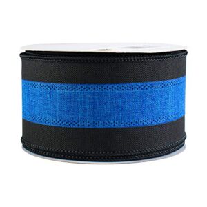 black and blue wired ribbon – 2 1/2″ x 10 yards, police support, veteran’s day, law enforcement appreciation, thin blue line awareness, birthday, fundraiser, ceremony, 4th of july