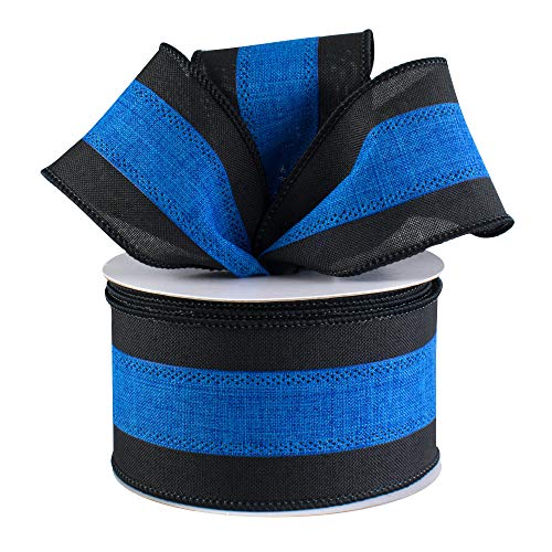 Black and Blue Wired Ribbon - 2 1/2" x 10 Yards, Police Support, Veteran's Day, Law Enforcement Appreciation, Thin Blue Line Awareness, Birthday, Fundraiser, Ceremony, 4th of July