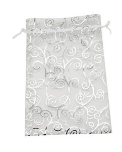 sungulf 50pcs organza pouch bag drawstring 6″x8″ strong gift candy bag jewelry party wedding favor (silver white)