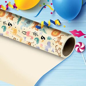 ECO-SOLUTIONS Recycled Kraft Children's Birthday Wrapping Paper (3 rolls, 75 sq. ft total)