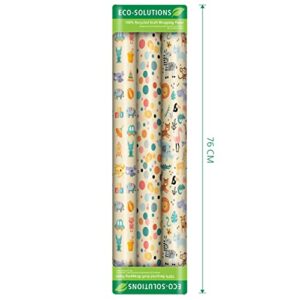 ECO-SOLUTIONS Recycled Kraft Children's Birthday Wrapping Paper (3 rolls, 75 sq. ft total)