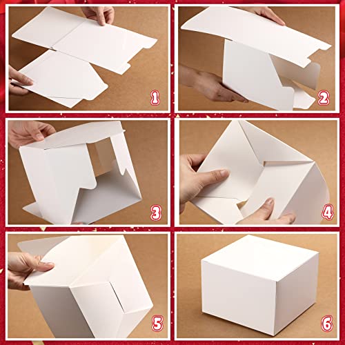 100 Pcs 6 x 6 x 4 Inch Small Gift Boxes with Lids Bridesmaid Proposal Box Assemble Gift Wrap Boxes Square White Box for Gifts, Candles, Party Favor, Wedding Birthday Party Supplies