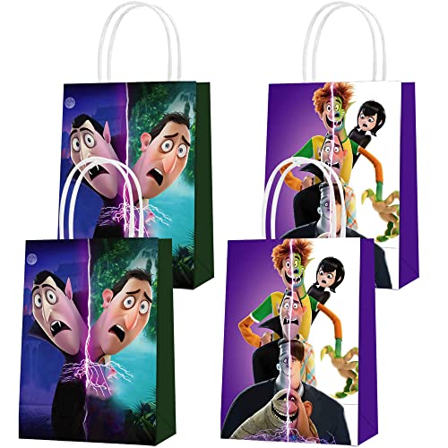 16 Pcs Hotel Transylvania Party Paper Gift Bags, 2 Styles Party Favor Bags for Hotel Transylvania Theme Birthday Party Decorations, Goody Bags Candy Gift Bags for Adults Boy Girl Birthday Party