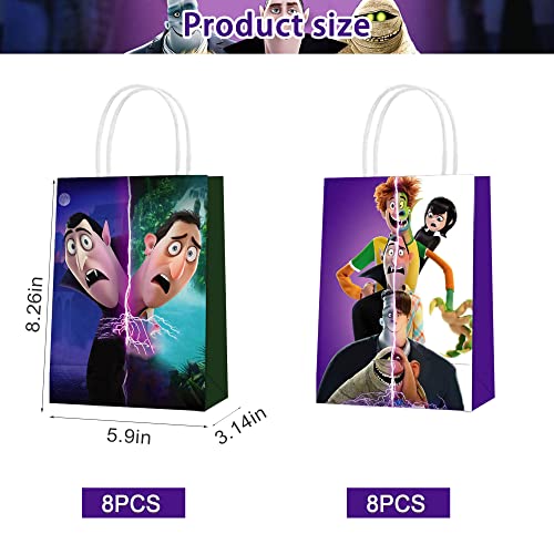 16 Pcs Hotel Transylvania Party Paper Gift Bags, 2 Styles Party Favor Bags for Hotel Transylvania Theme Birthday Party Decorations, Goody Bags Candy Gift Bags for Adults Boy Girl Birthday Party