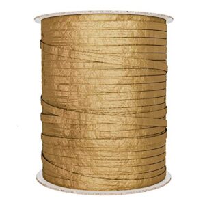 bonbon paper gold ribbon | gold raffia ribbon for gift wrapping, gift bags and diy arts and crafts | premium wrapping paper accessories | 100 yard spool
