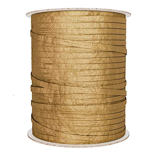 BonBon Paper Gold Ribbon | Gold Raffia Ribbon for Gift Wrapping, Gift Bags and DIY Arts and Crafts | Premium Wrapping Paper Accessories | 100 Yard Spool