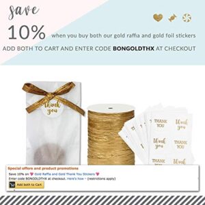 BonBon Paper Gold Ribbon | Gold Raffia Ribbon for Gift Wrapping, Gift Bags and DIY Arts and Crafts | Premium Wrapping Paper Accessories | 100 Yard Spool