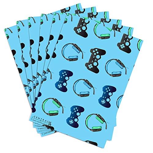 CENTRAL 23 Gamer Wrapping Paper - Boys Wrapping Paper - 6 Sheets of Gift Wrap - For Boy Men Boyfriend - Comes with Fun Stickers