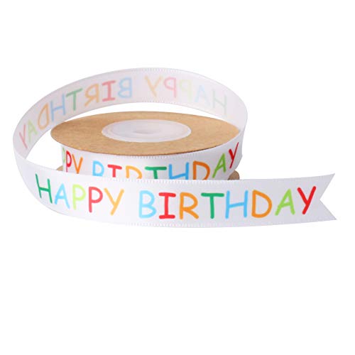 Happy Birthday Ribbon Roll for Gift Wrapping Crafts, 15 mm x 30 ft