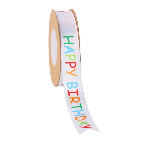 Happy Birthday Ribbon Roll for Gift Wrapping Crafts, 15 mm x 30 ft