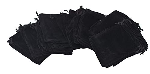 Mandala Crafts Velvet Drawstring Bags 2x3 for Velvet Gift Bags - Black Velvet Bags with Drawstrings 2x3 Inch - 100 PCs Velvet Pouches for Velvet Jewelry Bags