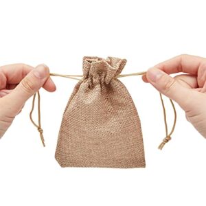 Juvale Burlap Drawstring Bags for Rustic Wedding Party Favors, Birthday (3.7 x 5.5 In, 100 Pack)