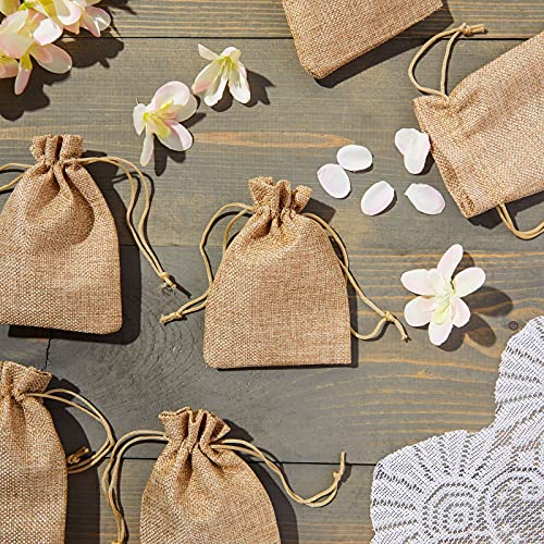 Juvale Burlap Drawstring Bags for Rustic Wedding Party Favors, Birthday (3.7 x 5.5 In, 100 Pack)