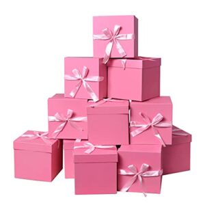 koweeen 12 pack gift boxes with lid for christmas, birthdays, father’s day, bridal showers, weddings, baby showers and graduations,size is 4″ x 4″x 4″ (xs, pink)