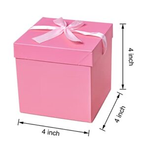 KOWEEEN 12 Pack Gift Boxes with Lid for Christmas, Birthdays, Father's Day, Bridal Showers, Weddings, Baby Showers and Graduations,Size is 4" x 4"x 4" (XS, Pink)