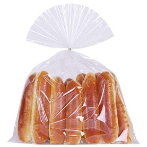 bosose 50 pcs 12×16 clear treat bags opp cello cellophane treat bags for gift wrapping, bakery, cookie, candies, dessert, party favors packaging, with color twist ties