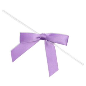 Satin Twist Tie Bows, Purple Bow (3 In, 100 Pack)