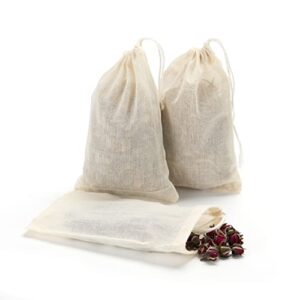 Volanic 50PCS 3X4 Inch Muslin Bags Reusable Cotton Sachet Bag with Drawstring for Home Storage