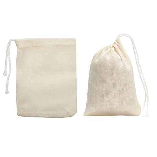 Volanic 50PCS 3X4 Inch Muslin Bags Reusable Cotton Sachet Bag with Drawstring for Home Storage