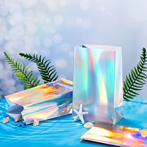 24 Packs 9 x 5 x 3 Inch Holographic Foil Paper Gift Bags Iridescent Party Supplies Iridescent Gift Bags Iridescent Party Bags Iridescent Treat Bags for Kids Baby Shower Wedding Holiday Birthday Party