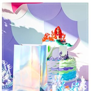 24 Packs 9 x 5 x 3 Inch Holographic Foil Paper Gift Bags Iridescent Party Supplies Iridescent Gift Bags Iridescent Party Bags Iridescent Treat Bags for Kids Baby Shower Wedding Holiday Birthday Party