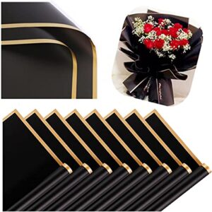 60 sheets waterproof phnom penh floral wrapping paper, flower shop bouquet supplies, diy craft, gift wrap or gift box packaging, 23 x 23 inches (black)
