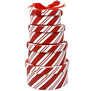 christmas round nesting gift boxes 4 pack red and white candy cane design christmas stacked cookie box with lids in 4 assorted sizes for gift giving holiday treats decorative gifts present wrapping