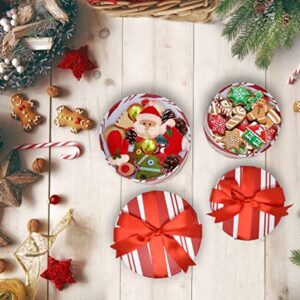 Christmas Round Nesting Gift Boxes 4 Pack Red and White Candy Cane Design Christmas Stacked Cookie Box with Lids in 4 Assorted Sizes for Gift Giving Holiday Treats Decorative Gifts Present Wrapping